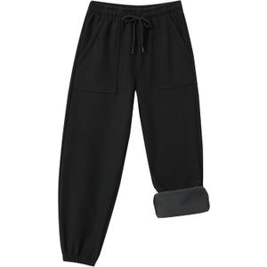 Toddler Fleece Lined Warm Snow Hiking Pants Baby Boys Girls Winter Ski Sweatpants Kids Running Joggers, Size 5T (Black)