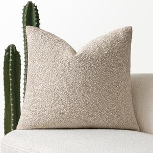 MIULEE Textured Boucle Throw Pillow Cover Neutral Accent Solid Eruo Sham Pillow Case Decorative Soft Pack of 1 Couch Cushion Chair Sofa Bedroom Livingroom Home Decor,24x24 Inch