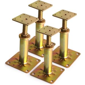 4 Pack House Floor Jacks, Adjustable Jack Post for Leveling, 6.5"-8.5" Height Telescoping Screw Jacks, Heavy Duty Support for Basement, Floor Joist, Beam & Foundation Repair, Temporary Support, Gold