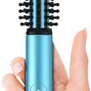 Farery Mini Thermal Brush 3 Temperature Adjustable, 3/4 Inch Travel Curling Iron for Short Hair, Heated Round Brush for Touch-ups and Small Curls, Lightweight Curling Wand for Thin Hair, Dual Voltage (Blue)