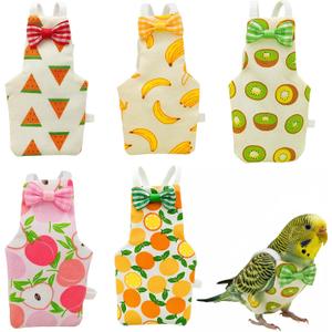 5-Piece Set Bird Diaper, Parrot Diaper, with Peach, Orange, Watermelon, Banana, Kiwi Designs, Comfortable Fit for Small Birds