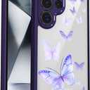 for Samsung Galaxy S25 Ultra Case [Buffertech 6.9ft Military-Grade Drop Protection] [Anti Peel Off Tech] Clear TPU Bumper 5G Phone Case Cover Design (Dragonflies)