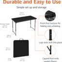 Amazon Basics Portable 4 Ft Rectangular Folding Dining Table, 4 Adjustable Height Settings, Space Saving Fold-in-Half Design and Carrying Handle, Indoor & Outdoor, Washed Black, 47.8 x 23.9 x 33.9 in