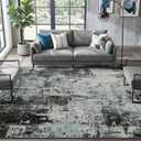 RELEANY Washable Area Rugs 8'x10' Non-Slip Modern Abstract Soft for Living Room Entryway Bedroom Nursery, Print Pattern, Blue Black Teal