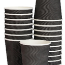 Coffee Cups, Leak-Free Food Safe Paper Cups 8oz 12oz 16 oz, Disposable Black Paper Cups for Cold and Hot Drinks,32 pc