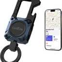 Keychain, Works with Apple Find My, Heavy Duty Keychain Bottle Opener, Carabiner Car Key Chains with GPS Tracker, Key Finder, Bluetooth Tracker for Luggage, Kids, Bags and More, Rechargeable, Blue