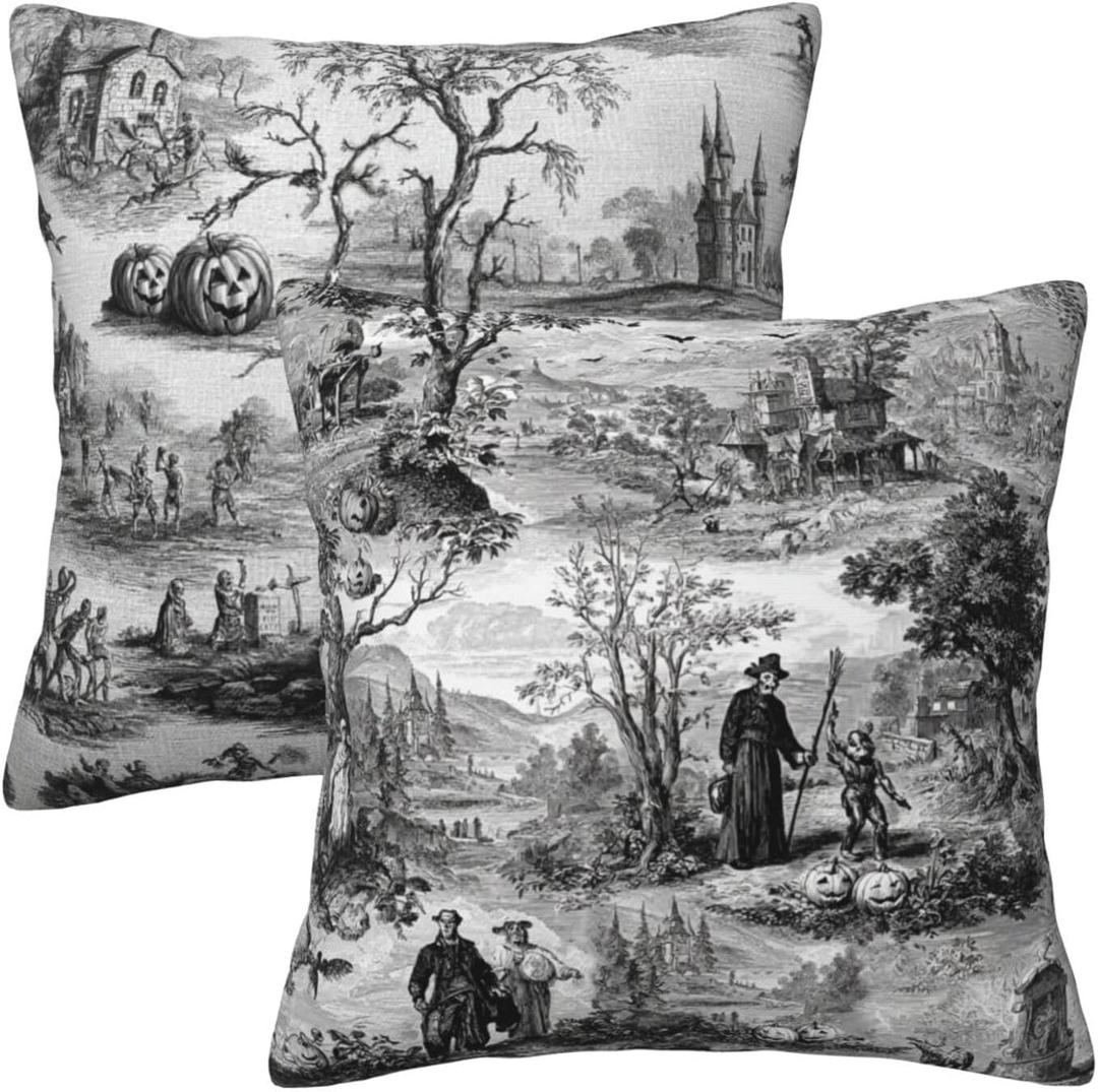 Halloween Throw Pillow Covers 18x18 Set of 2 Square Pillow Case for Home Decor Couch Room