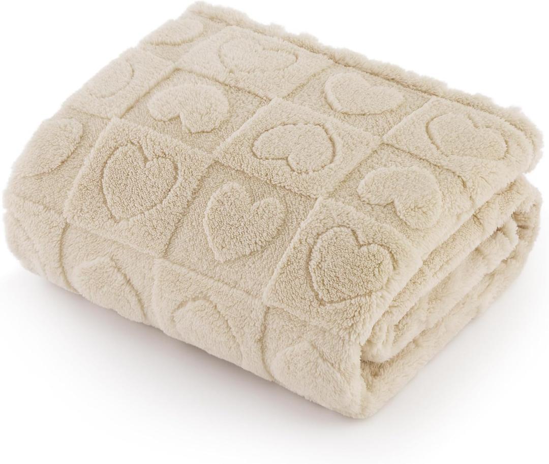 Bedsure Dog Blankets for Medium Dogs Washable - Fluffy Fuzzy Puppy Cat Blanket with Premium 300GSM Coral Fleece Soft for Pet Kitten Doggy, White, 30x40IN