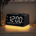 JALL Digital Alarm Clock with FM Radio for Bedroom, 8 Colors Night Light with 2 Charging Port, Sleep Sound Machines with Timer, Dual Alarm, Loud Alarm and Easy to Use for Seniors and Kids as Gift (Black With White Font)