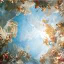 10x6.5ft Vinyl Photo Backdrop Religion Fresco Photo Background Angels and Devils Chapel Ceiling Painting Wallpaper Decoration Religious Activity Baby Children Adults Portrait Prop