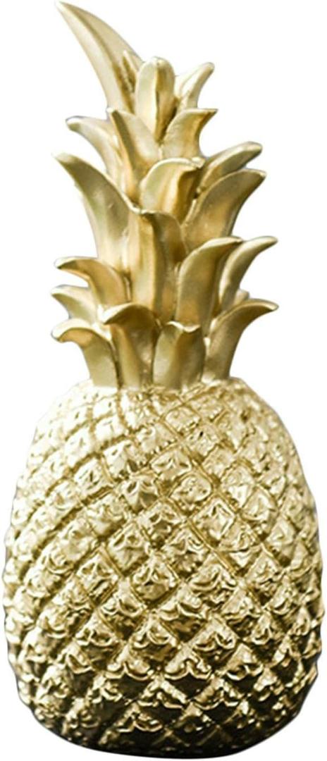 SYCOOVEN Pineapple Figurines Ornaments Desktop Decorations Living Room Cabinet Creative Fake Resin Pineapple Ornament Artificial Pineapple Figurine Statue DIY Decor(Gold,Size:M)