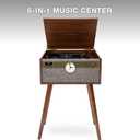 Victrola Century Signature+ – 6-in-1 Vinyl Record Player & Music Center - 3-Speed Turntable, CD & Cassette, VINYLSTREAM, Bluetooth & 3.5mm Aux, Record Player with Speakers, 18" Legs (Walnut)