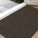 Color&Geometry Ultra-Thin Indoor Door Mat, 32"x48" Low-Profile Non-Slip Entryway Rug with Modern Geometric Texture, Washable Doormat for Indoor Entrance, Front Door, Brown (Rolled-up NO Creases)