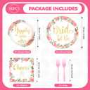 Grencian 96 Pcs Bachelorette Party Decorations Rose Gold Bride Shower Plates and Napkins Bride to Be Tableware Pink Flower and Gold Bachelorette Party Supplies for Engagement Wedding Party Favors