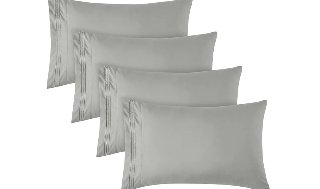 YIYEA King Size Pillow Cases Set of 2, Ultra Soft Double Brushed Microfiber Pillowcases, Hotel Quality Embroidered Bed Pillow Covers King, Fade Resistant, Easy Slip-On (20"x36", Denim)