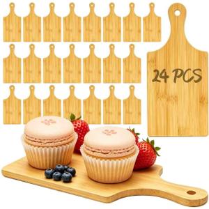 24 Pack Wooden Cheese Cutting Boards,Mini Charcuterie Board Set for Laser Engraving Blanks,Small Charcuterie Boards with Handle,Bulk Wood Cutting Board
