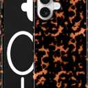 Jusy Compatible with MagSafe Brown Tortoise Shell Print Phone Case for iPhone 17, Amber Trendy Luxury Magnetic Soft TPU and Hard PC Protective Phone Cover for Women Girls - Turtle Shell