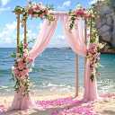 Wedding Arch Draping Fabric, 29" x 20ft Blush Sheer Curtains Wedding Decorations for Ceremony, 6.7 Yards Blush Chiffon Draping Fabric Backdrop