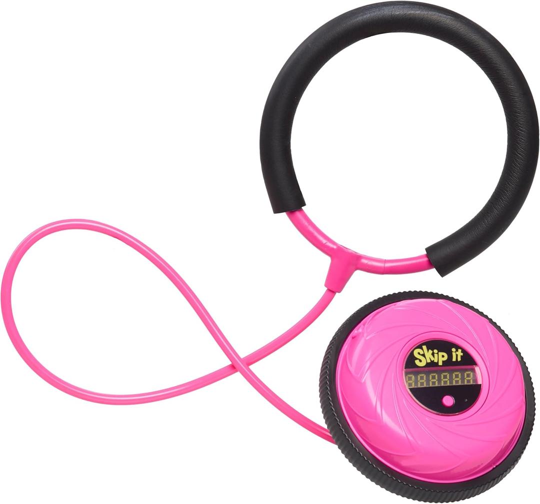 Just Play Skip It Retro Outdoor Toy, Light Up Ball and Digital Counter, Pink, Soft Foam Padded Ankle Ring, 31-inch Long, Screen Free Play, Toys for Kids Ages 5 Up