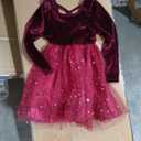 Toddler Girls Christmas Dress Ruffle Long Sleeve Tulle Velvet Dresses Winter Clothes Party Outfits, Size: 5-6T