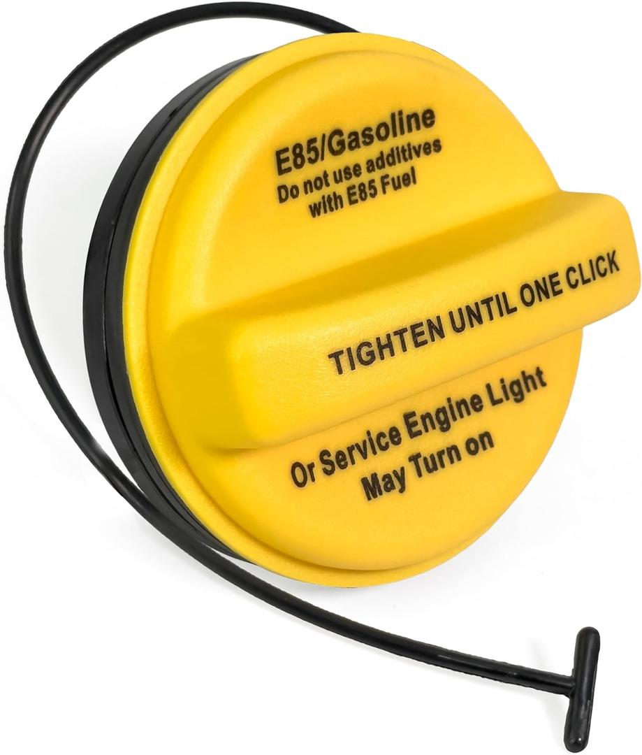Click&Fit Yellow Gas Tank Cap E85 replacement for 2012-2014 Chevy Cadillac GMC, models Avalanche, Silverado Suburban Tahoe Escalade Sierra Yukon  Fuel tank cap with tether replaces 20962524 GT34