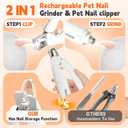 2-in-1 Dog Nail Clippers & Dog Nail Grinder with 2 LED Lights, Ultra-Quiet, USB Rechargeable,Security Upgrade,Multiple Grinding Methods, and Splash Guard for Small and Large Dogs & Cats