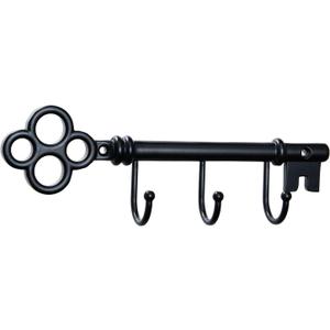 Classic Wall Mounted Key Holder Hook Rack, Vintage Key Rack for Entryway (Black)
