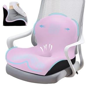 BANKQF Seat Cushion, Office Chair Cushion, L-Shaped Ergonomic Car Seat Cushions, Memory Foam Chair Cushion, Lumbar Support Pillow for Wheelchair, Car, Home, Office, Desk, Pink