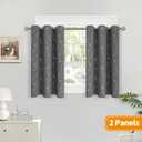 BGment Short Blackout Curtains 40 Inches Length for Small Window, Grommet Thermal Insulated Window Drapes with Wave Line and Dots Printed for Kitchen Bedroom, 2 Panels, Each 42 x 40 Inch, Dark Grey