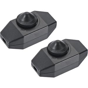MECCANIXITY Rotary Cord Switch, AC 220V 2A 150W Slide Control All Range No Welding Screw Terminal Lamp Dimmer, Black, Pack of 2