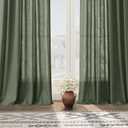 Olive Green Linen Curtains 84 Inches Long for Living Room Back Tab Light Filtering Privacy Semi Sheer Curtains Modern Farmhouse Decor Olive Green Curtain for Bedroom 2 Panels 52x84