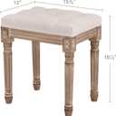 VONLUCE Ottoman Stool, Length: 15.7 inch, Width: 11.8 inch, Height: 18.5inch, Beige, with Padded Seat, Wood Frame, Button Tufted, for Dining, Living Room, Bedroom, Piano, Dressing, Vanity, Foot Rest