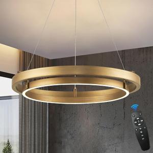 LED Ring Chandelier Gold Round Chandelier 30W Entry Chandeliers Light Brass Gold Dimmable Chandeliers for Dining Room Entryway Kitchen Island Bedroom Living Room, 24in, 24 in / 30watts