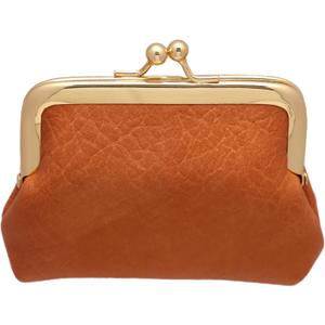 Coin Purse Vintage Bag Lock Wallet Buckle Kiss Lock Change Purse Change Holder Wallet Coin Leather Coin Wallet (B Orange)