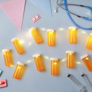 Maxdot Christmas Lights Room Decor Pill Bottles Lights Banner 10ft 20 LED DIY Pill Bottles for Funny Christmas Tree Halloween Party Decorations