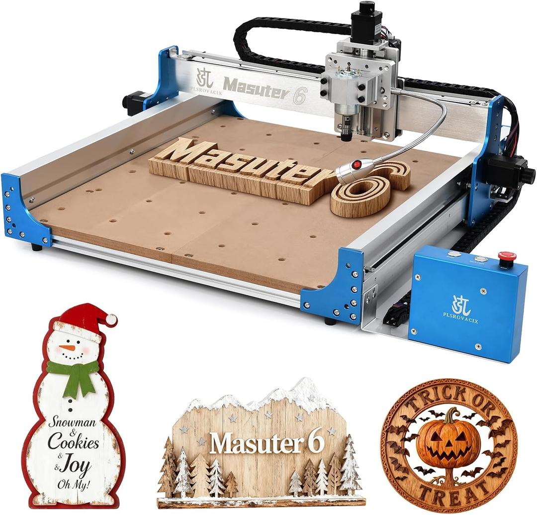 Masuter 6 CNC Router Machine 400x400mm，300W Desktop Engraving Mill for Wood, Metal, and Acrylic - Easy Assembly for Beginners - Versatile CNC Solution for Home & Small Shop.