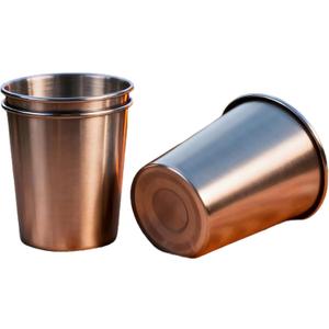 3 Pack Stainless Steel Cups – 8 oz Metal Cups for Drinking, Shatterproof & Reusable 304 Stainless Steel Pint Glasses, Stackable Small Metal Cups for Bathroom, Office & Home Use – Silver
