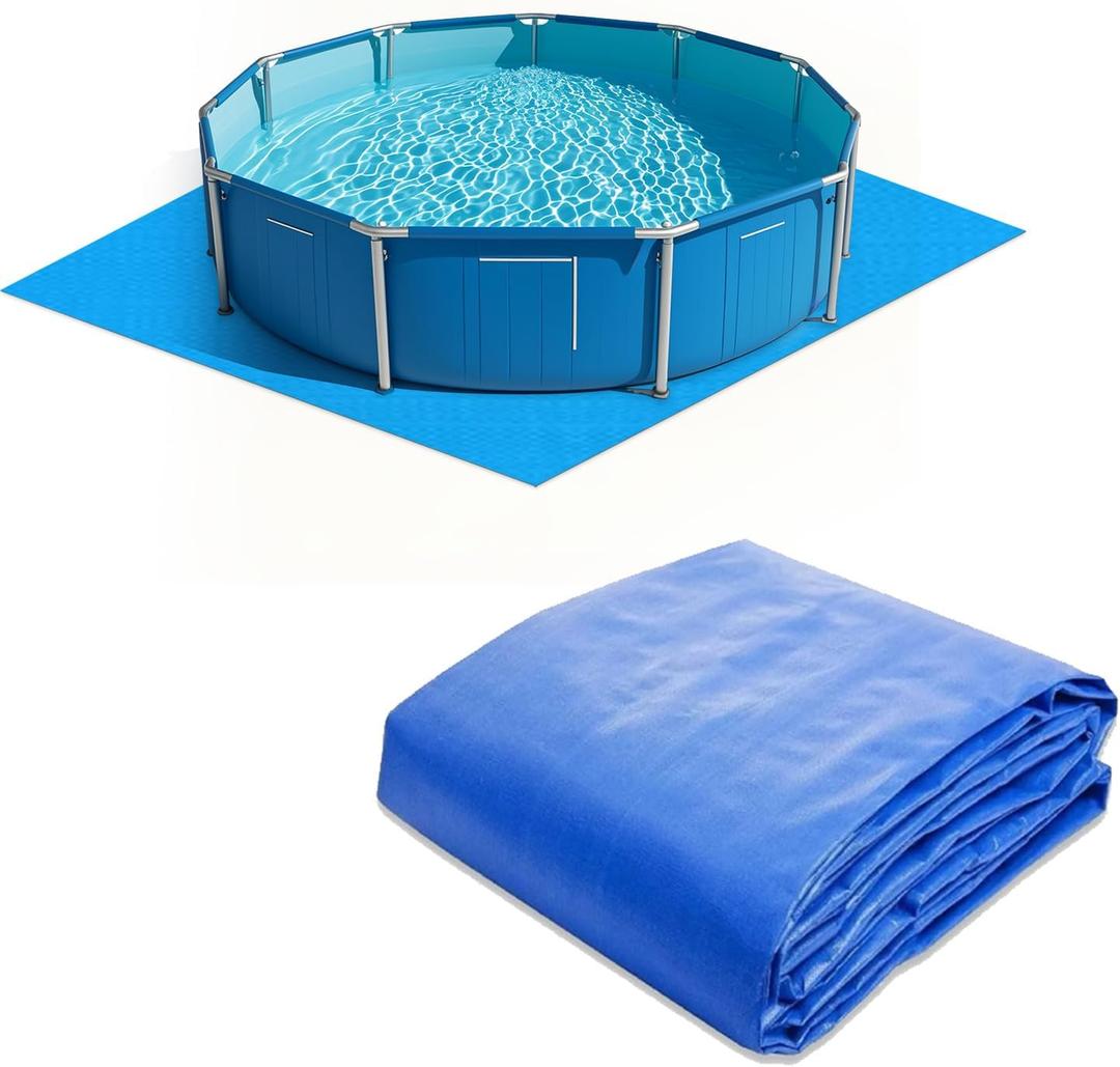 18 x 18 FT Pool Liner Pad for Above Ground Swimming Pool, Outdoor Pool Mat for Above Ground Pool Pad, Under Pool Floor Liner Underlayment Pad, Prevents Punctures Pool Mat Protector Tarp
