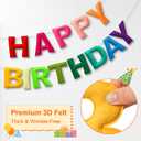 Pre-Strung Happy Birthday Banner & Felt Garland Set - Colorful Birthday Decorations for Women Men Boys Girls | Reusable Party Supplies for Indoor & Outdoor
