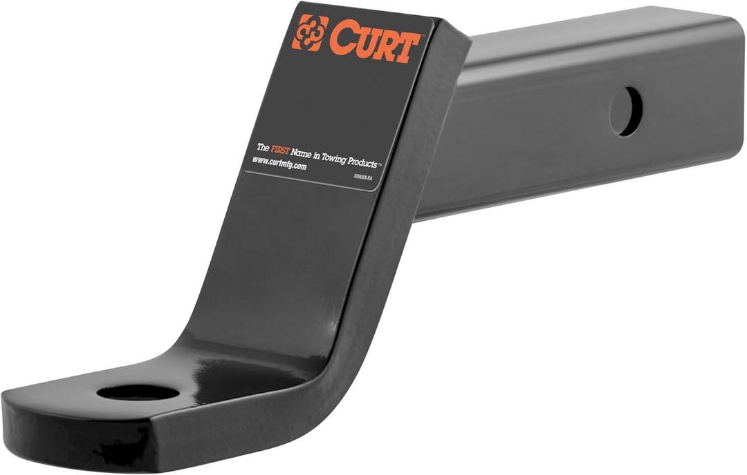 CURT 45050 Class 3 Trailer Hitch Ball Mount, Fits 2-Inch Receiver, 7,500 lbs, 1-Inch Hole, 4-Inch Drop, 2-In Rise, Gloss Black Powder Coat (No Size)
