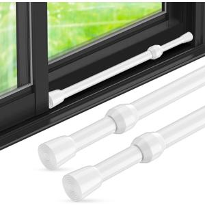 Window Security Bar 2 Pack, Adjustable Sliding Lock for Sliding Glass Doors, Safety Bars with Rubber Tips, Tension Rods 16.2"-28.3", 1.2'' Diameter for Windows & Patio Doors