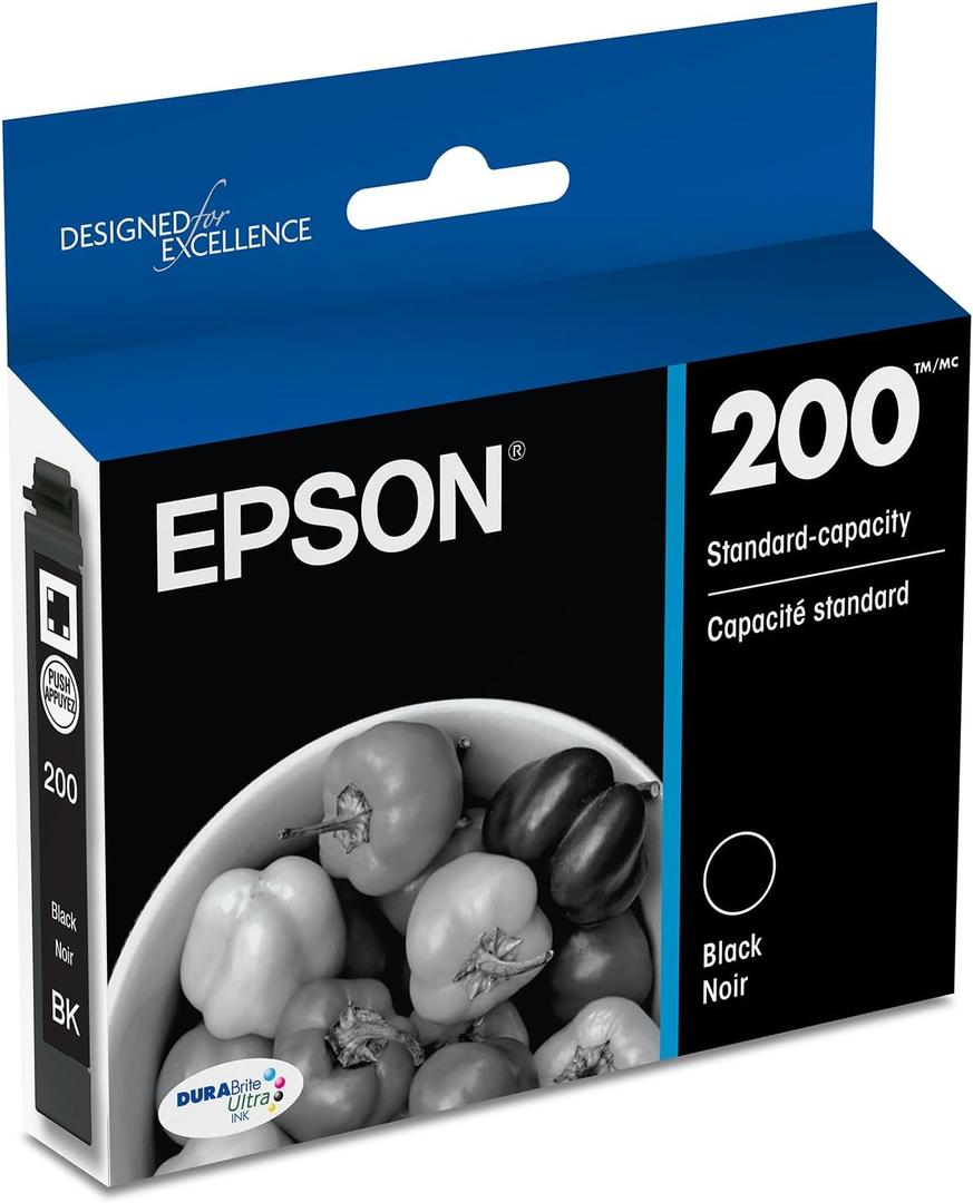 EPSON 200 DURABrite Ultra Ink Standard Capacity Black Cartridge (T200120-S) Works with WorkForce WF-2520, 2530, 2540, Expression XP-200, 300, 310, 400, 410