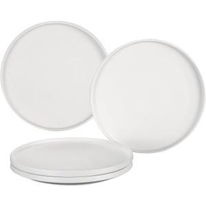 GZG Ceramic Dinner Plates Set of 4,10 Inch Stoneware plate Set,Microwave and Dishwasher Safe Kitchen Utensils,Stackable,Scratch Resistant (Ivory White)