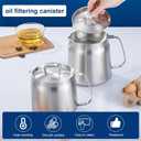 Deep Fryer with Basket and Oil Filtration, 304 Stainless Steel 2L, Bacon Grease Saver with Strainer, Deep Fryer Pot with Basket, Bacon Grease Container for Kitchen, Oil Container, Freidora de Aceite