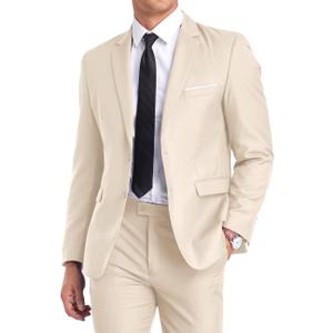 Fxzpiodi Mens Suit Slim Fit 2 Piece Suits,Two Button Solid Business Wedding Tuxedo Suit for Prom Suit Jacket and Pants, Small