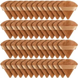 Suclain 48 Pcs Velour Triangle Powder Puff Soft Velour Makeup Puff for Face Powder Makeup Triangle Sponges for Wet and Dry Cosmetic Foundation Loose Mineral Body Tool(Brown)