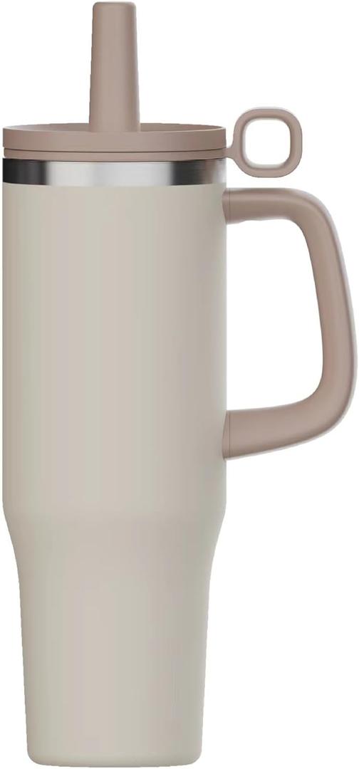 40oz Tumbler with Handle and Dust Proof Cap with Stainless Steel Water Bottle for Best Gifts to Friend,Mom,Her,Birthday,Valentine's Day (Gray)