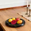 Natural Marble Round Vanity Tray Jewelry Makeup Dish Decorative Tray for Coffee Table,Bathroom,Bedroom (Portoro)
