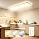 1Pack White 37.8In Flush Mount Ceiling Light, 24W 5280lm Thyristor (TRIAC) Dimmable Rectangle LED Ceiling Light, 3-CCT 3000-6500K with Memory Funcation, IP54 for Kitchen/ Bathroom/ Hallway/ Office