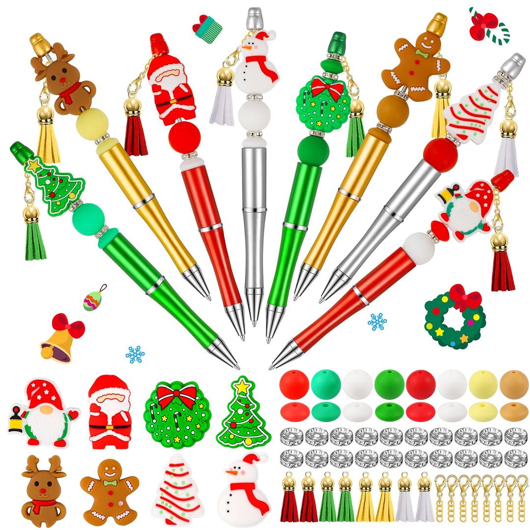 CZWZ 60Pcs Mini Multicolor Pen in One 4-in-1 Cute Pens Bulk for Kids, Ballpoint Pens for Birthdays and Children's Parties, Fun Pens Gifts Assorted Ink Kawaii Pen(Christmas)